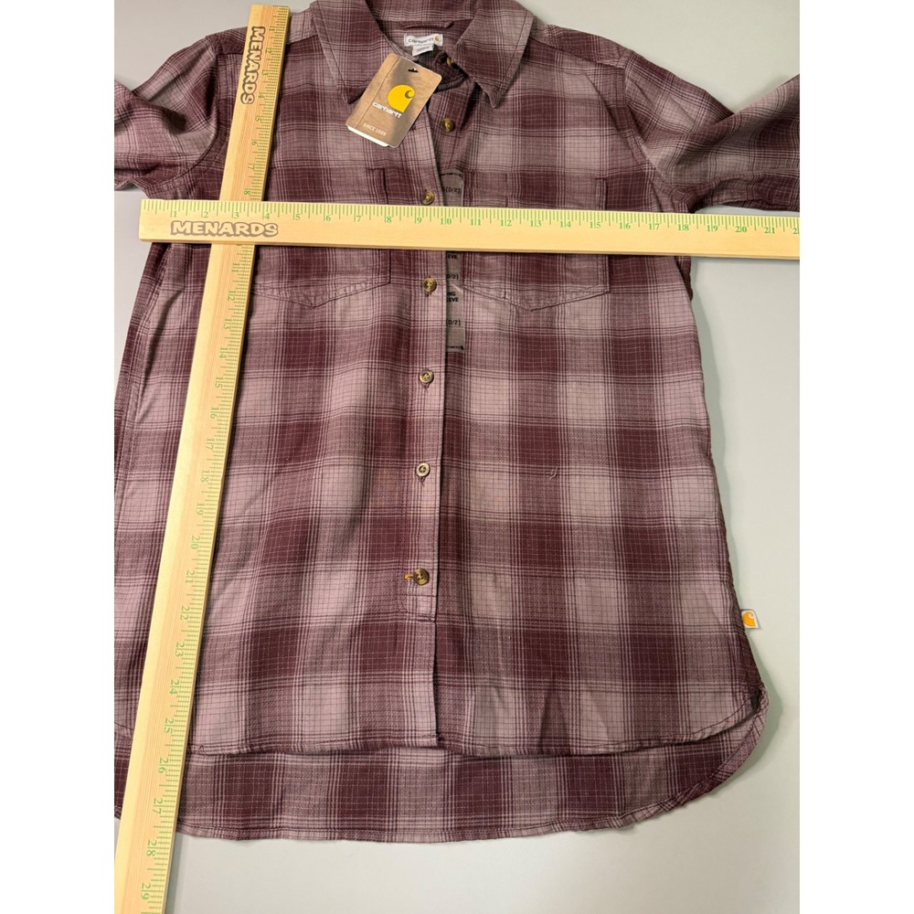 Carhartt Womens XS Mauve Purple Plaid Ripstop Long Sleeve Button Down Shirt NWT - Picture 5 of 6